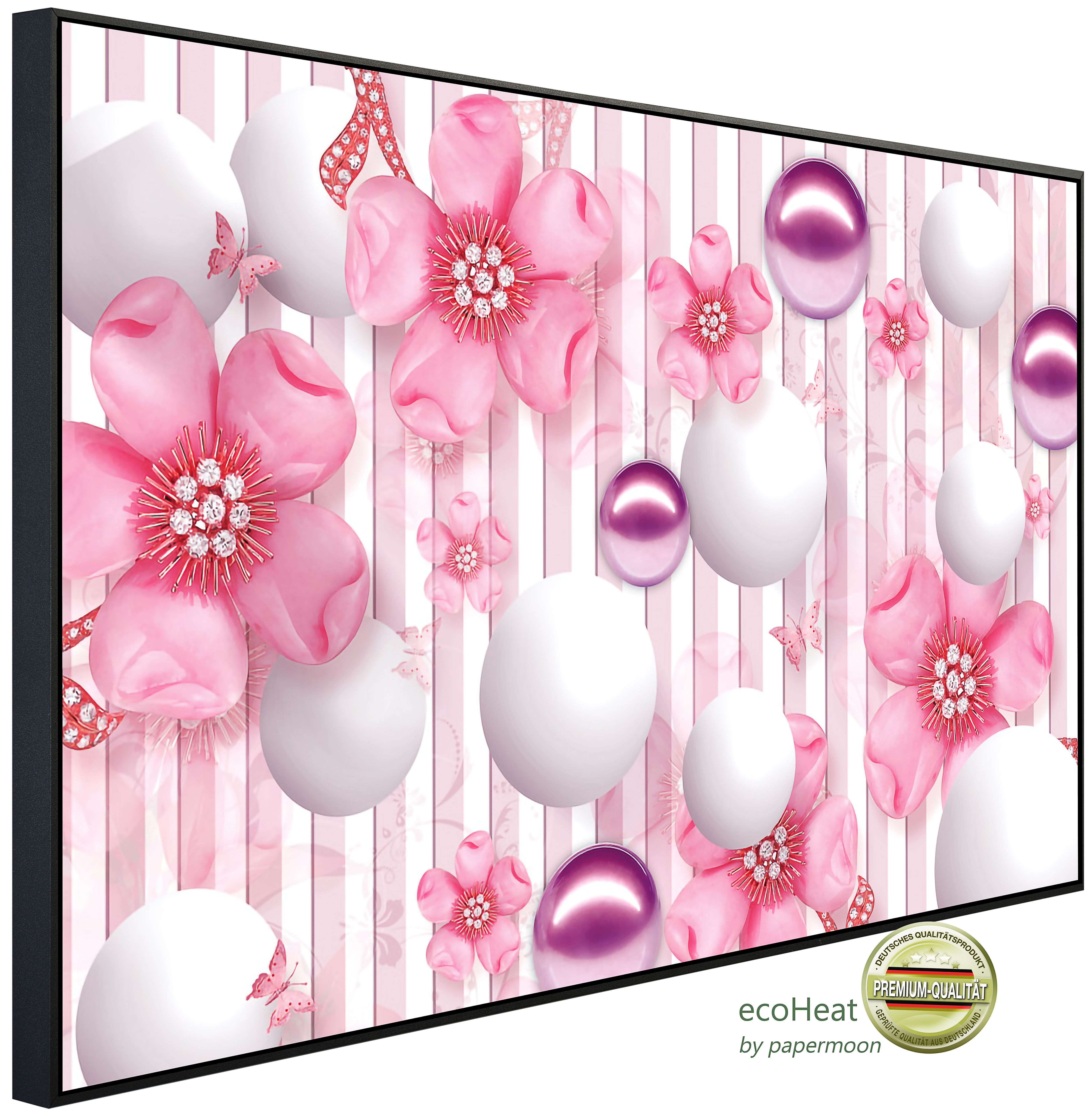 Papermoon Infrarotheizung INFRAROT-BILD-HEIZUNG, Muster mit Blumen, TÜV-Rheinland/GS zertifiziert, angenehme Strahlungswärme