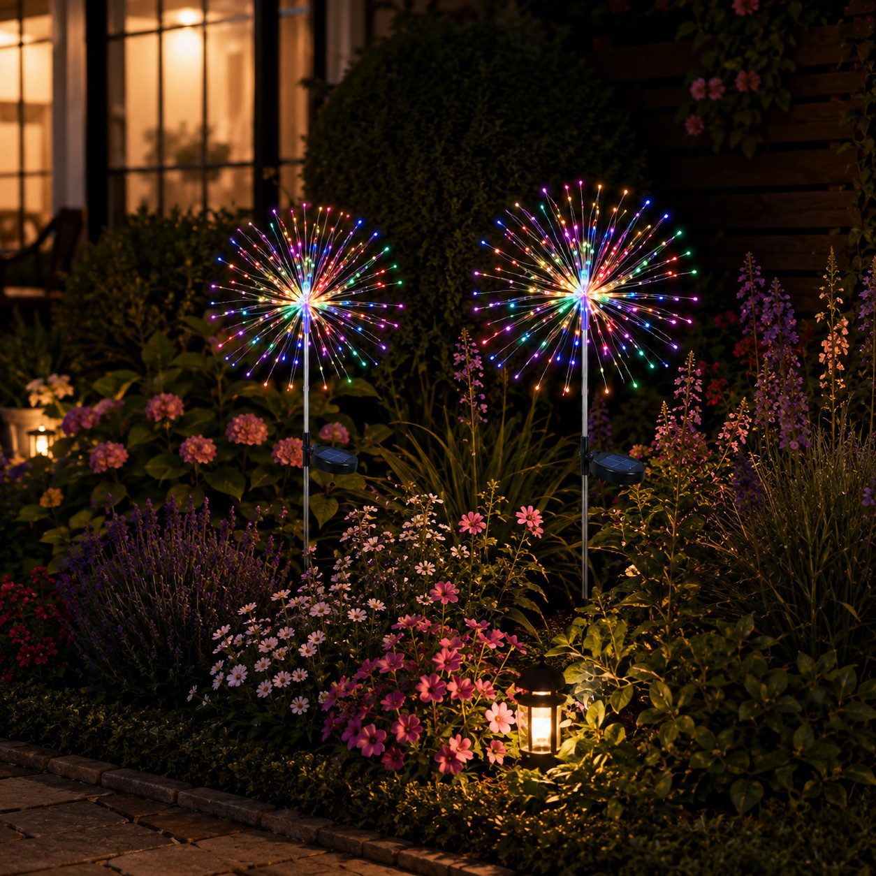 pedete LED Solarleuchte LED Solarleuchte Solarlampen Garten 120 LED Feuerwerk Solarleuchten, gartendeko, solarlampen für außen, Warmweiß, Tageslichtweiß, Leuchtmittel, Wetterfest Pusteblume Solarlampen 8 Modi mit Erdspieß