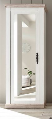 Furn.Design Garderobenschrank Rovola (Schuhschrank in Pinie weiß, 73 x 201 cm) mit großer Spiegeltür, variable Inneneinteilung