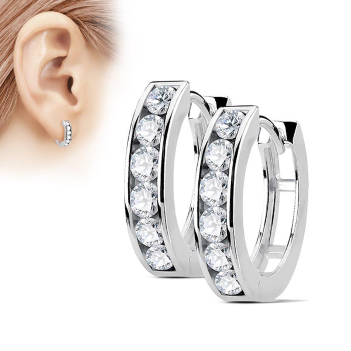 Order & Smile Schmuck Klappcreolen Zirkonia günstig online kaufen