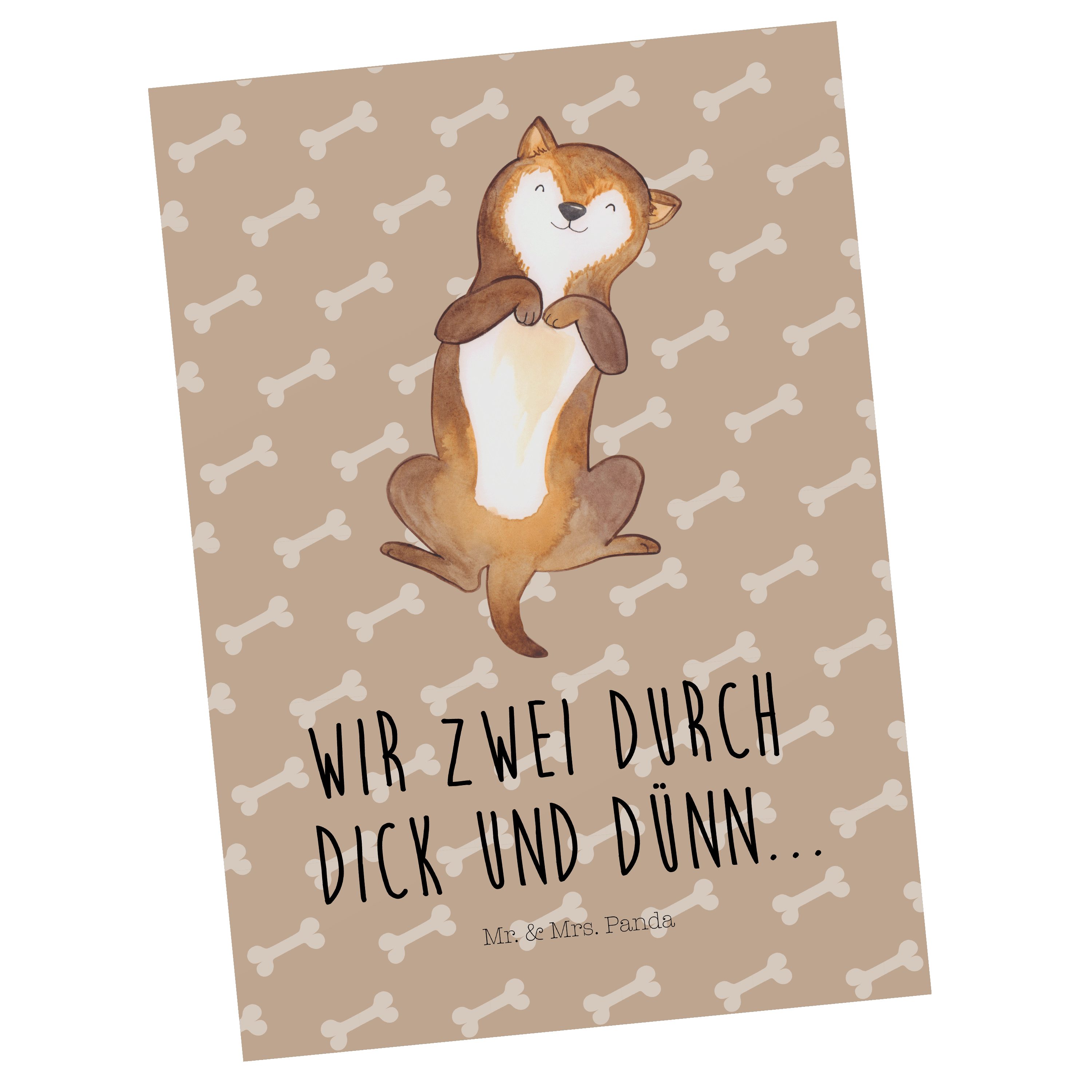 Mr. & Mrs. Panda Postkarte Hund Bauchkraulen - Hundeglück - Geschenk, Vierbeiner, Dankeskarte, H | Grußkarten