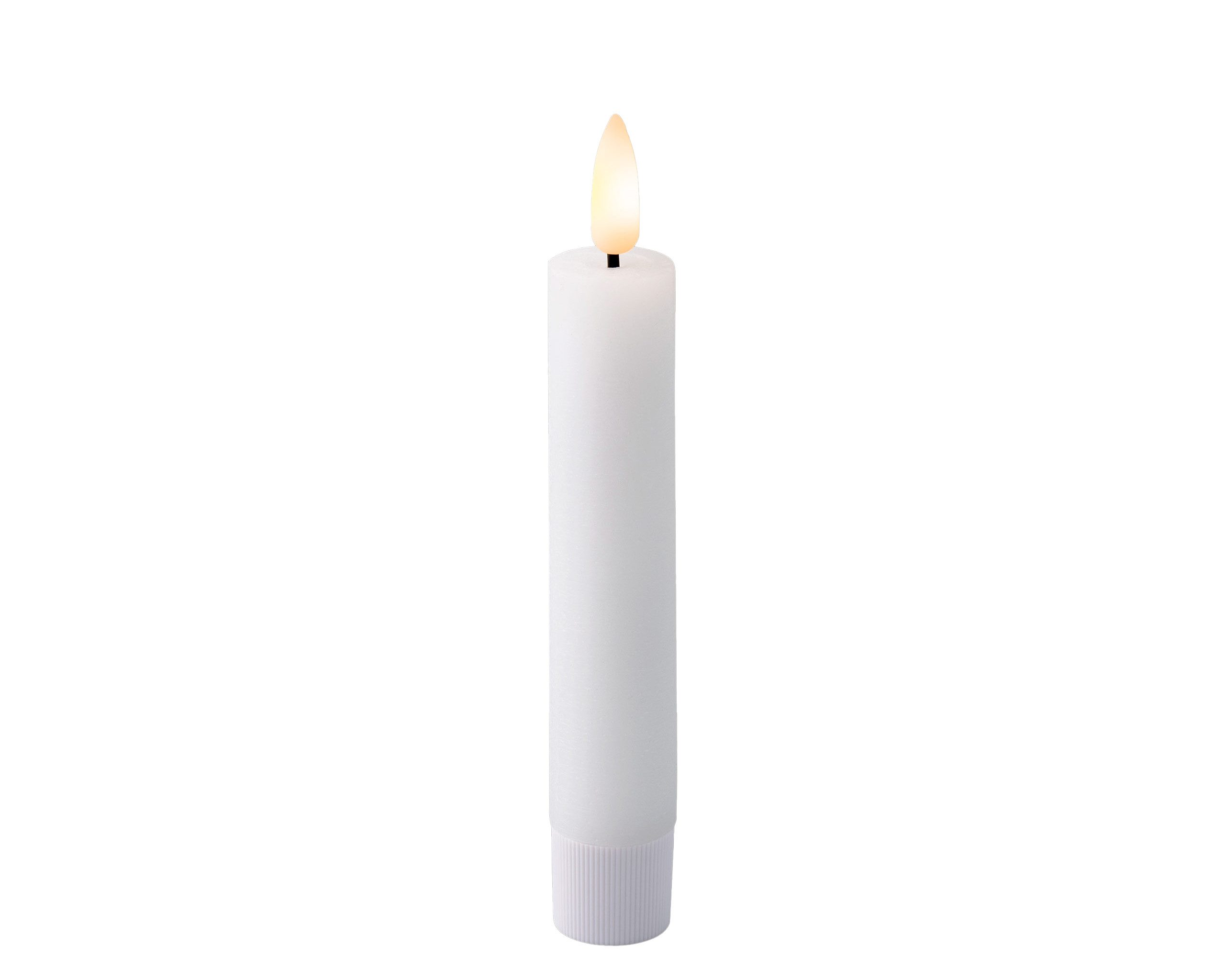 Lumineo LED-Kerze, Timer, warmweiß, LED Kerzen 14,5cm mit Timer Wachs 2 Stück Weiß / Warmweiß