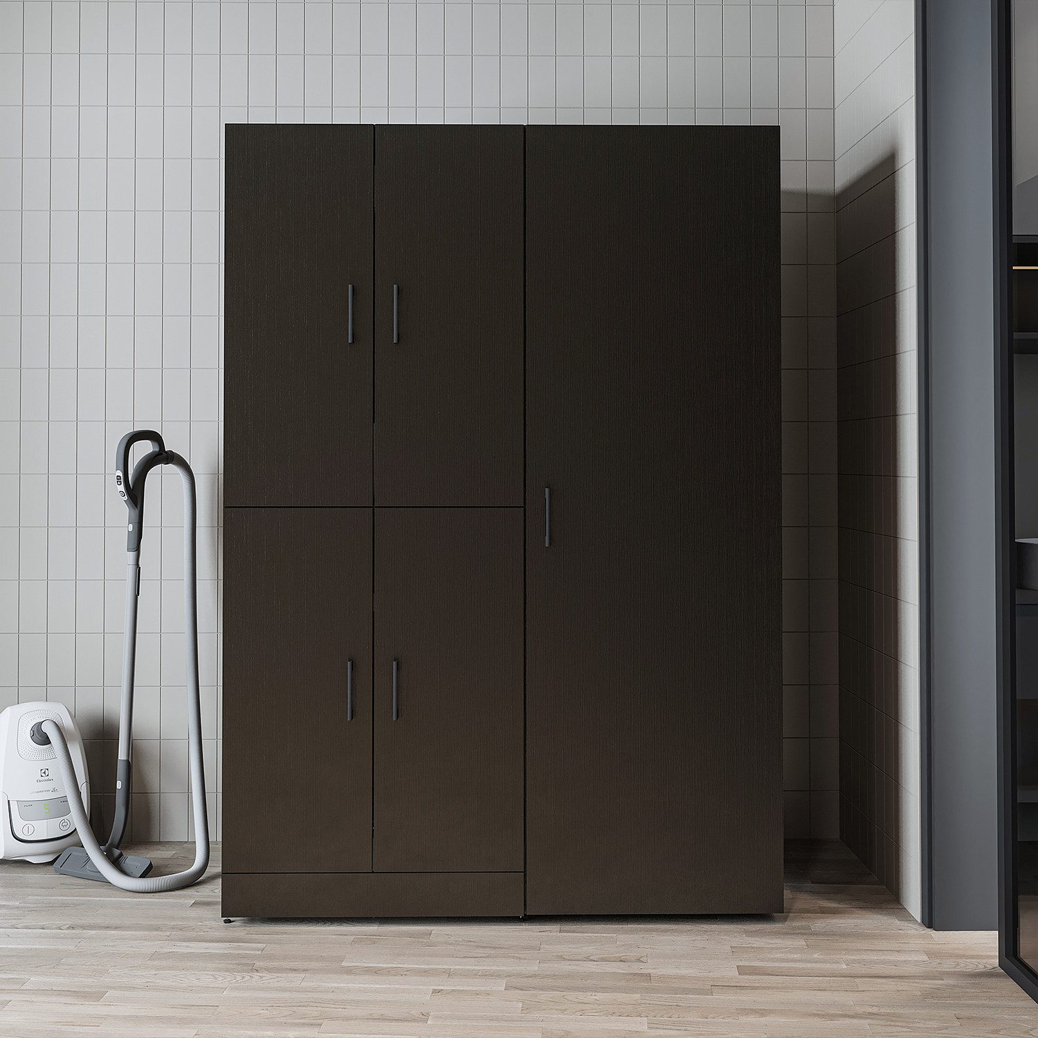Roomart Waschmaschinenumbauschrank DORA 130 cm Waschmaschinenschrank + Hochschrank 60 cm, in 5 Farben (für Waschmaschine & Trockner mit Regalboden, Waschmaschinenschrank mit breitem Hochschrank – 2 Höhen) 130 kg Belastbarkeit, Hochschrank, links/rechts montierbar, in 5 Faren