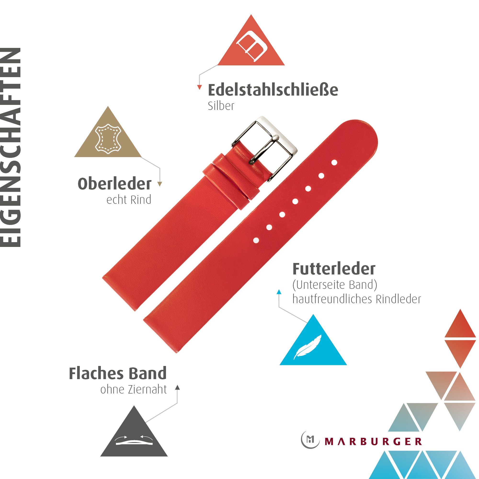 MARBURGER Uhrenarmband 16mm Leder