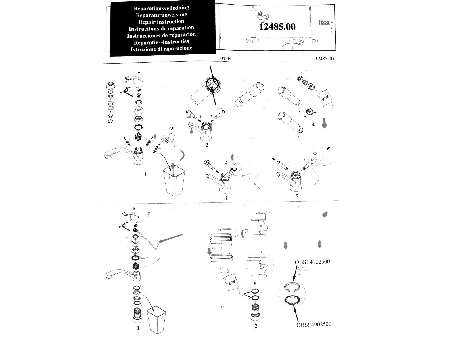 Damixa Armaturkartusche Reparatur Set 1305600 für Kugelkartuschen Jupiter Apollo Gala