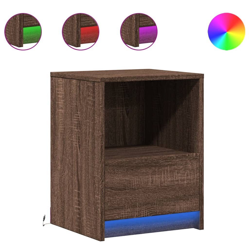 vidaXL Nachttisch Nachttisch mit LED-Leuchten Braun günstig online kaufen