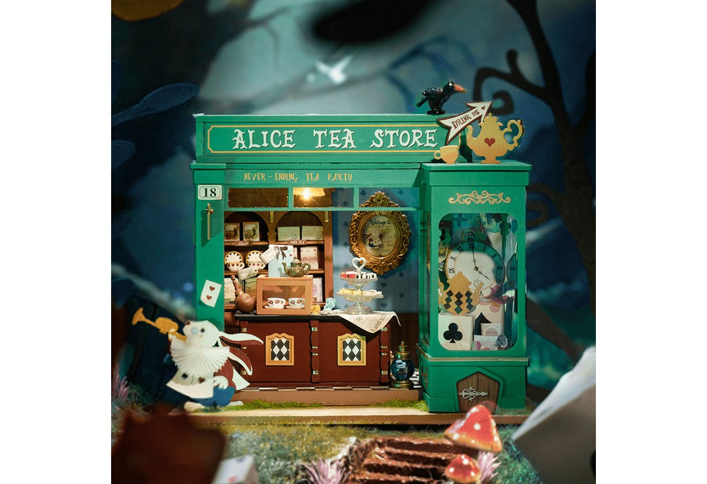 Robotime 3D-Puzzle Alice's Tea Store Miniaturhaus, 136 Puzzleteile