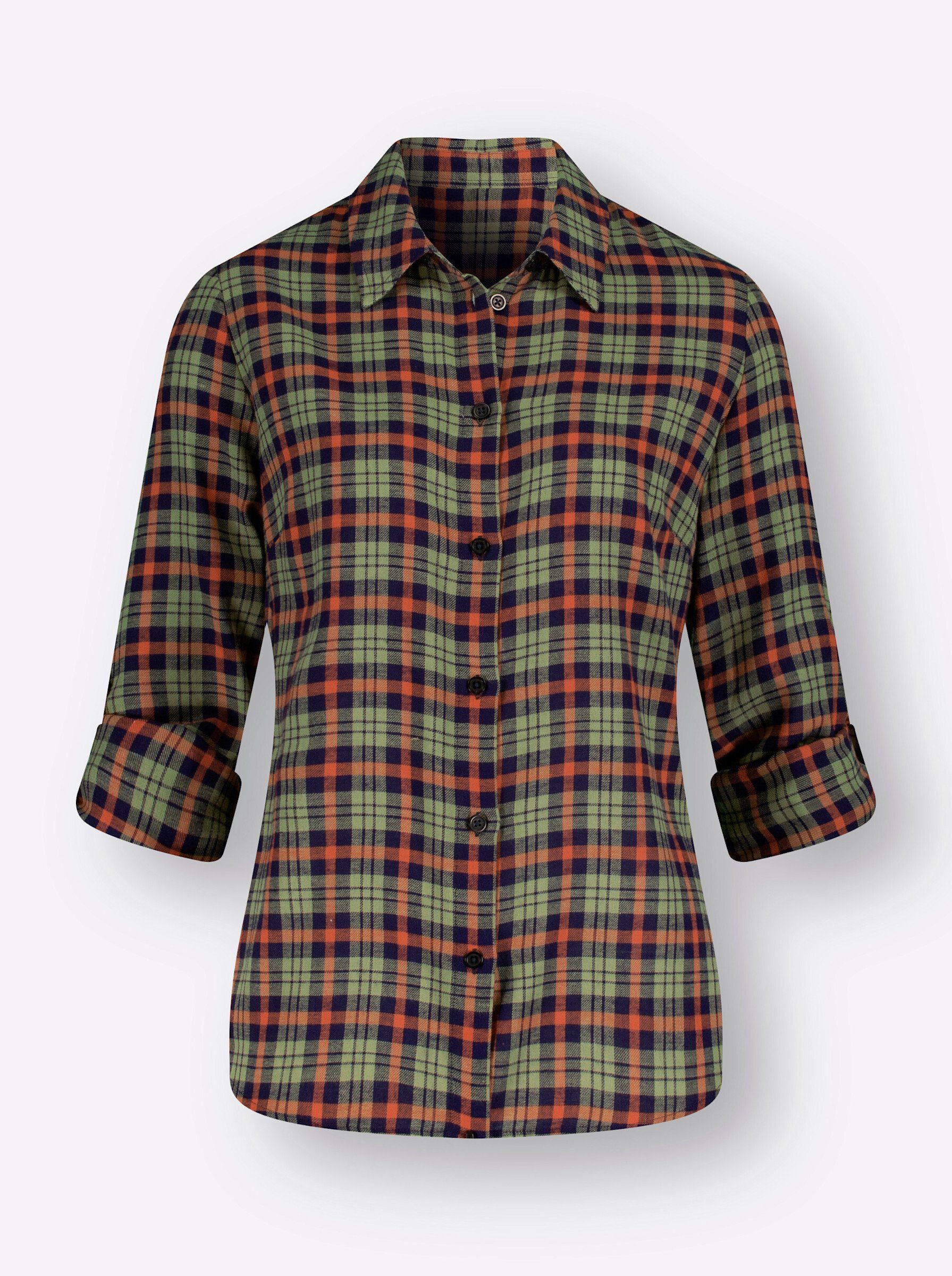 Klassische Bluse Flanell-Bluse Langarm