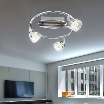 Globo LED Deckenleuchte, LED-Leuchtmittel fest verbaut, Neutralweiß, LED Decken Rondell Leuchte chrom Wohn Ess Zimmer