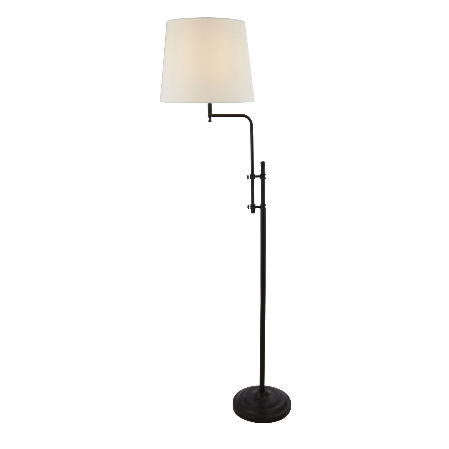 Licht-Erlebnisse Stehlampe ANDREW, ohne Leuchtmittel, Schwarz Natur E27 140-158 cm Stoff Metall Rustikal Wohnzimmer