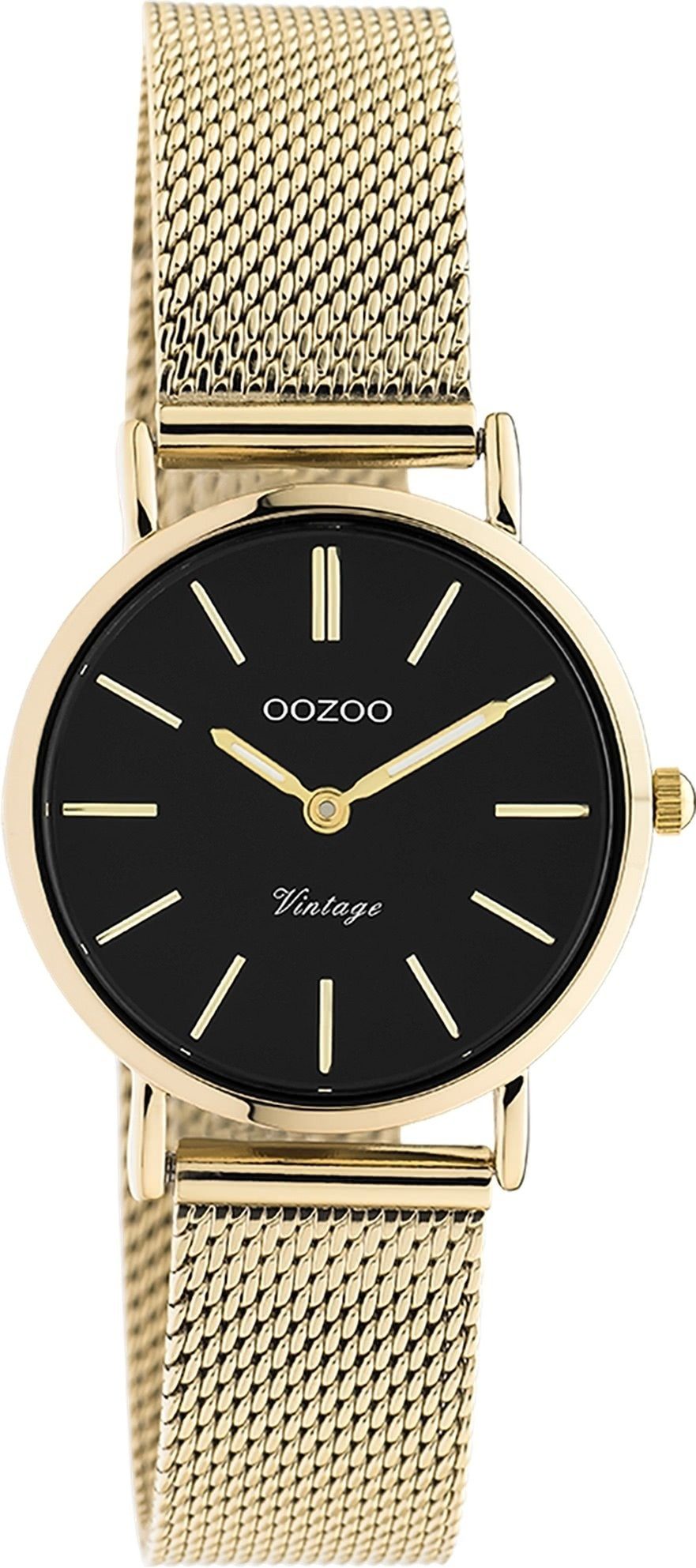 OOZOO Quarzuhr Oozoo Unisex Armbanduhr gold Analog, (Analoguhr), Damen, Herrenuhr rund, klein (ca 28mm) Edelstahlarmband, Elegant-Style