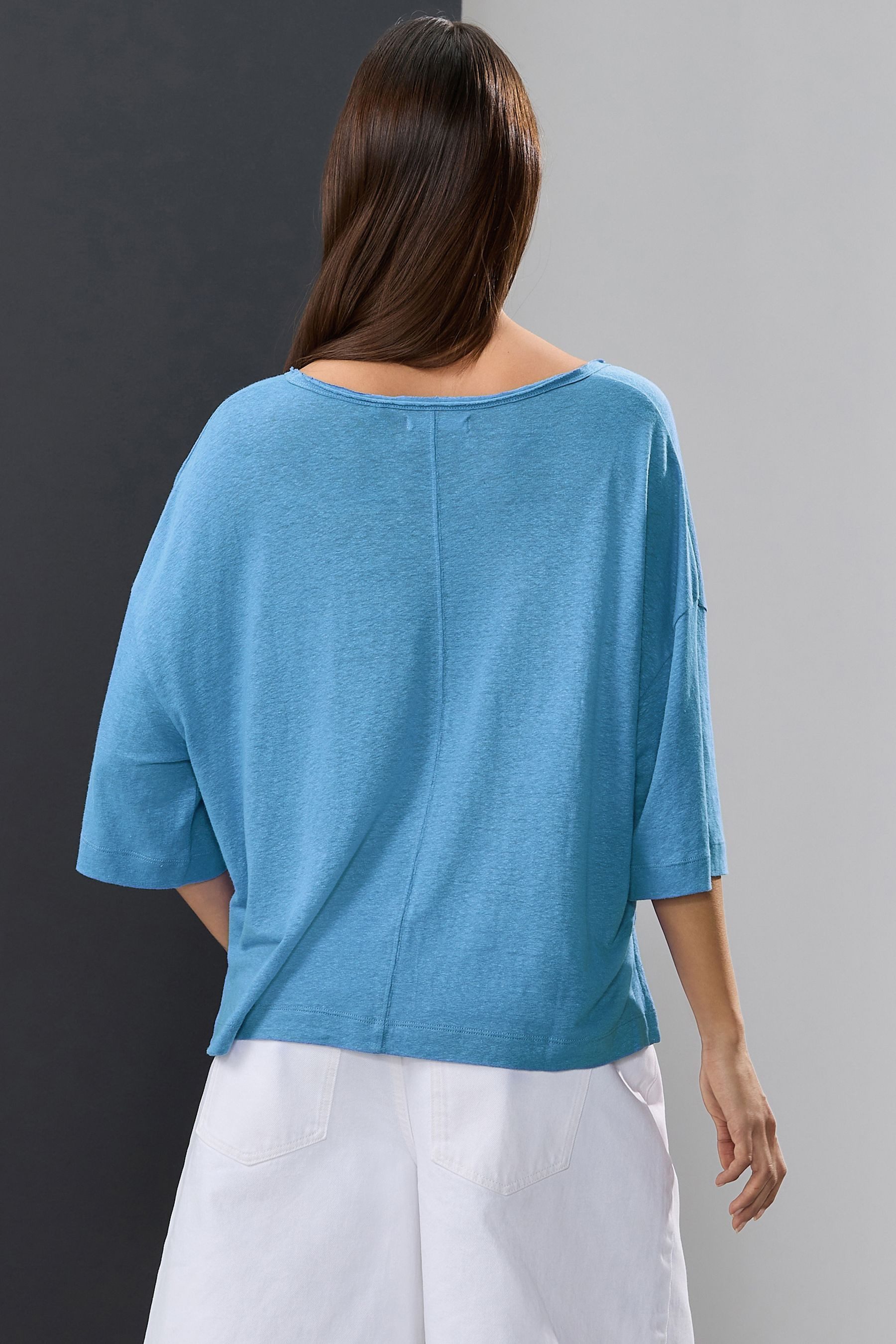 Next T-Shirt Weiches T-Shirt mit U-Ausschnitt, Leinen-Modalmix (1-tlg) günstig online kaufen