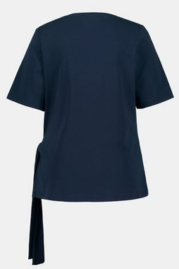 Ulla Popken Rundhalsshirt T-Shirt Wickeloptik V-Ausschnitt Halbarm