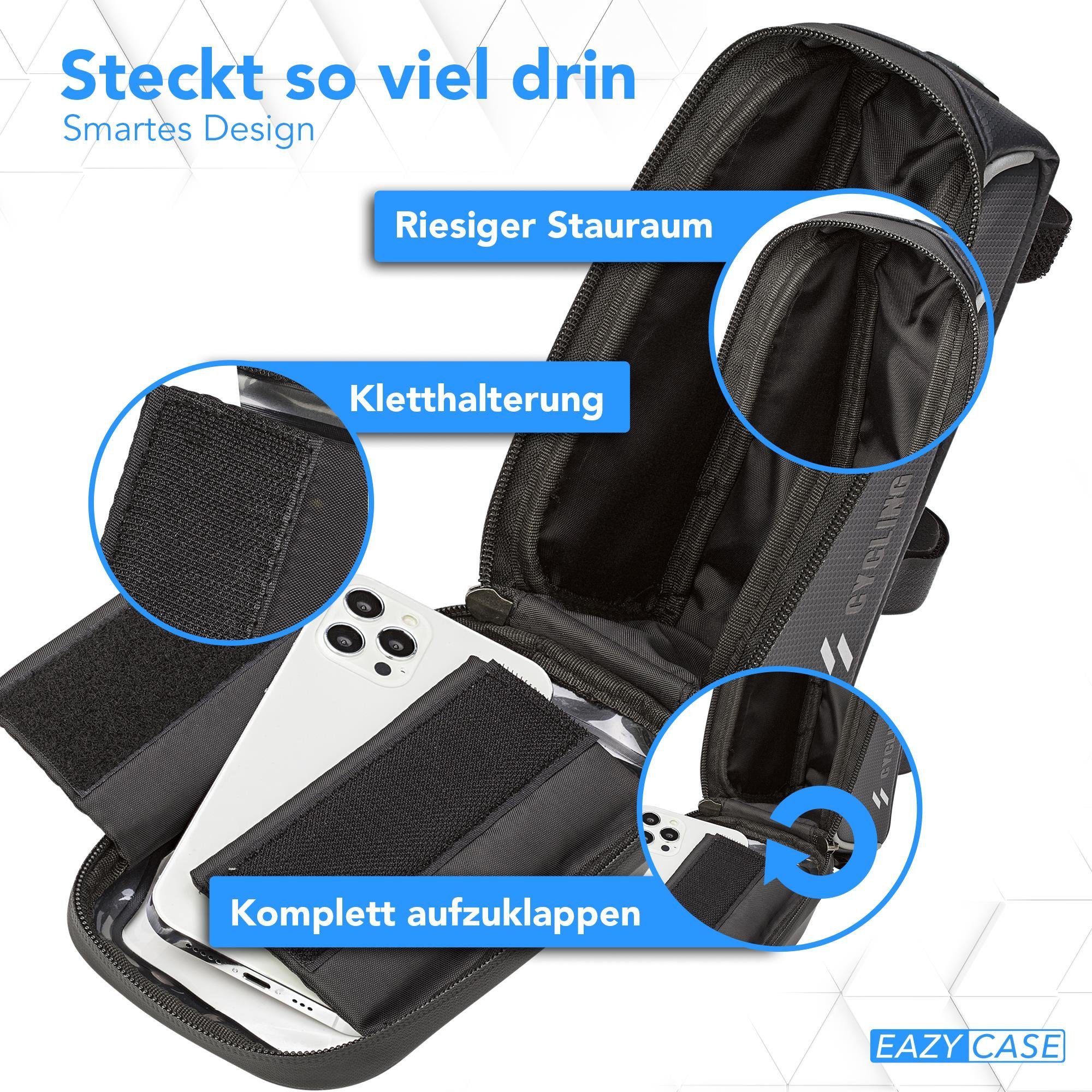 EAZY CASE Handyhülle Universal Fahrradhalterung Rahmentasche für Handys, Handyhalterung 360° drehbar Navigation Tasche Fahrradtasche Schwarz – Bild 4 von 5