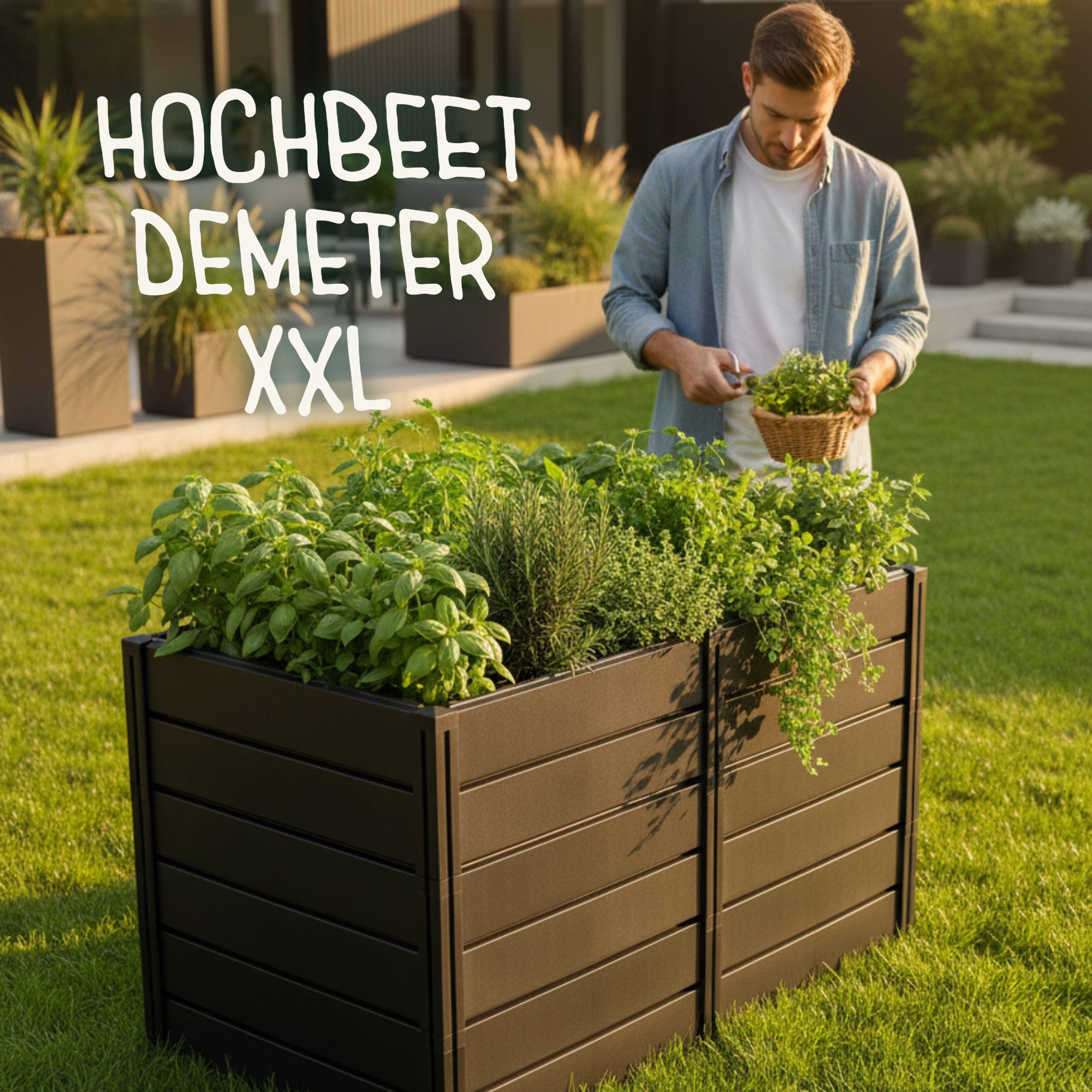 KHW Hochbeet Demeter XXL (Spar-Set), platzsparende Bauweise, erweiterbar, BxTxH: 158x82x92 cm