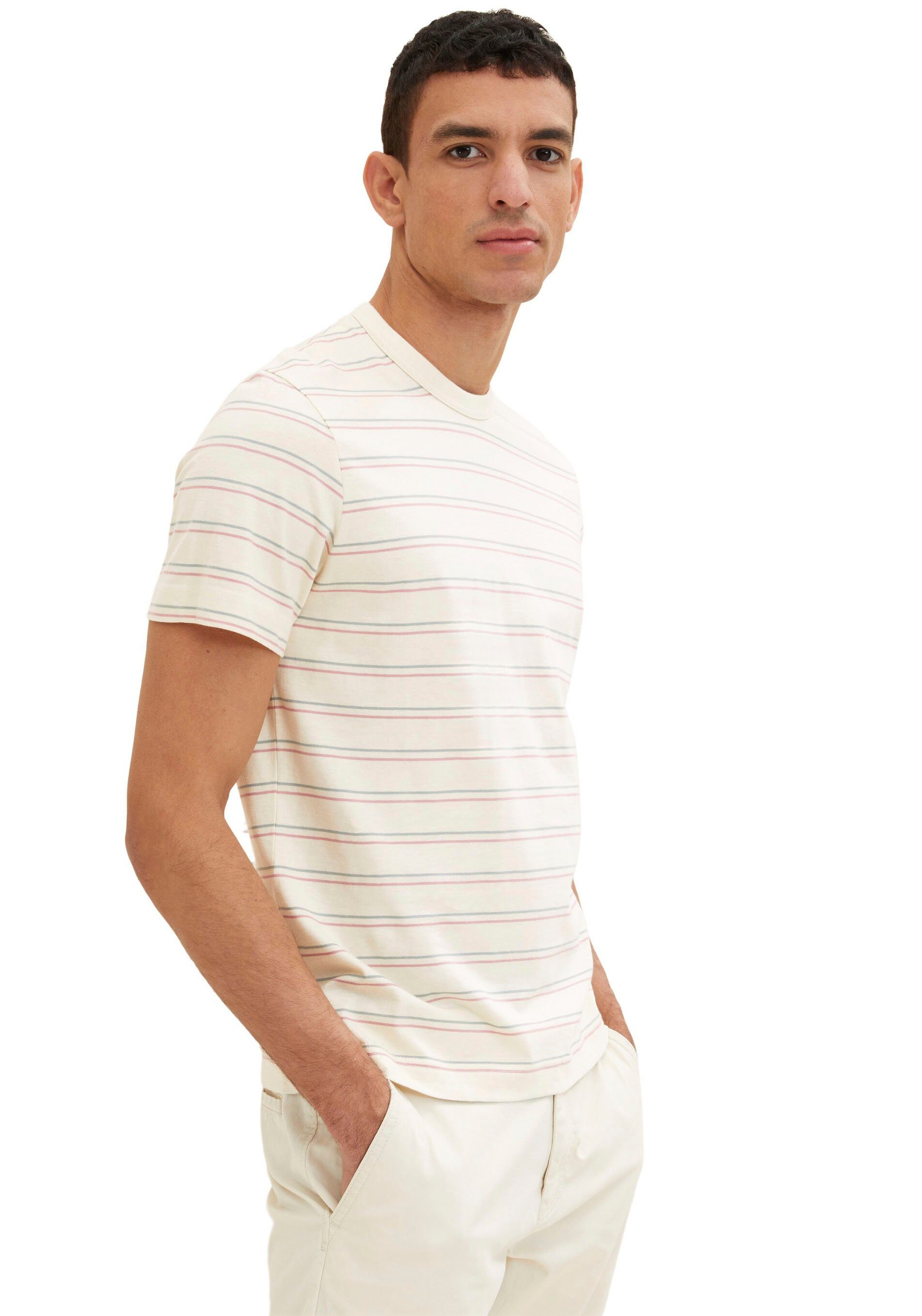 TAILOR multi vintage T-Shirt TOM beige stripe