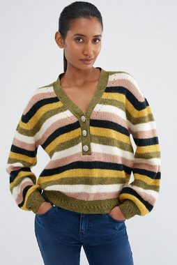 Next V-Ausschnitt-Pullover Pullover mit V-Ausschnitt und Schmuckknopf (1-tlg)