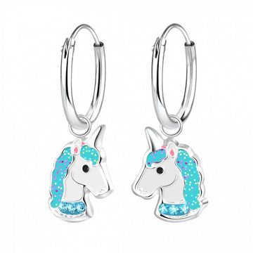 ALEXANDER YORK Schmuckset EINHORN Kristall aqua 4-tlg., 925 Sterling Silber