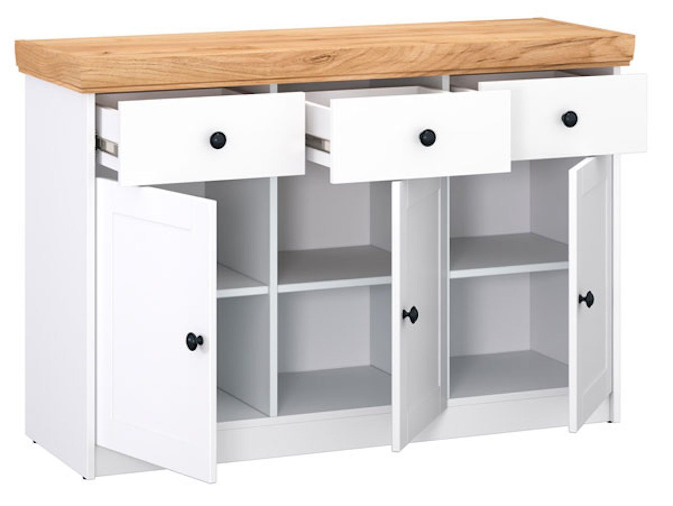 Feldmann-Wohnen Kommode Sky (Sky, 1 St., Kommode), 123x41x82cm weiß / Gold Craft Eiche