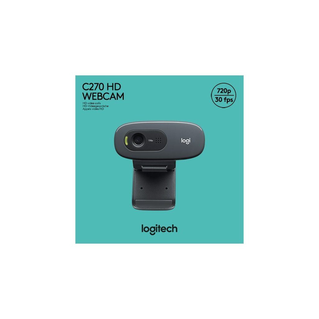 Logitech Webcam USB 3MP HD, sw, Retail LOGITECH C270 Webcam