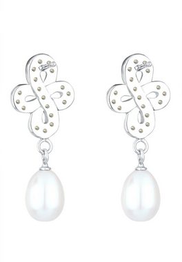 Elli Premium Paar Ohrhänger Perlen Infinity Kreuz Kristalle Silber