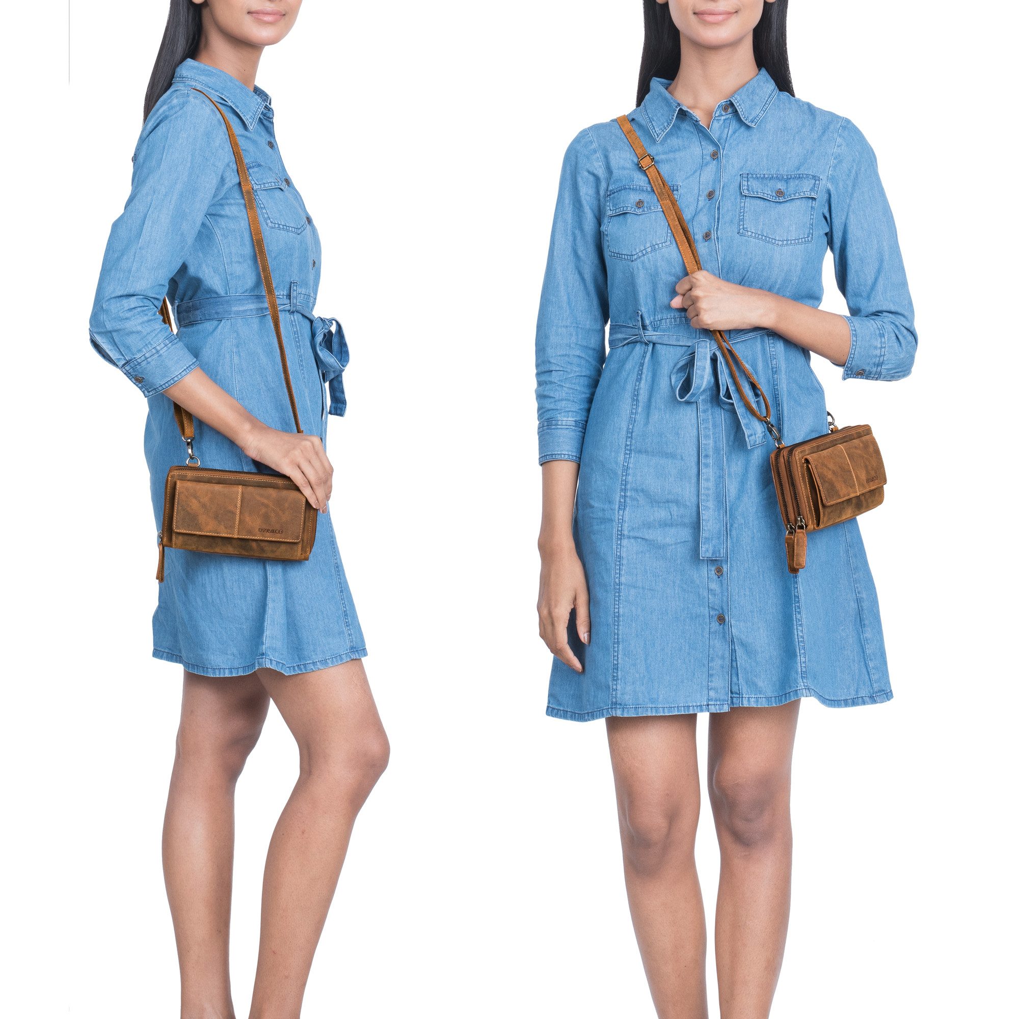 STILORD Brustbeutel "Violina" 3-in-1 Handytasche mit Geldbörse Umhängen Damen Leder Klein