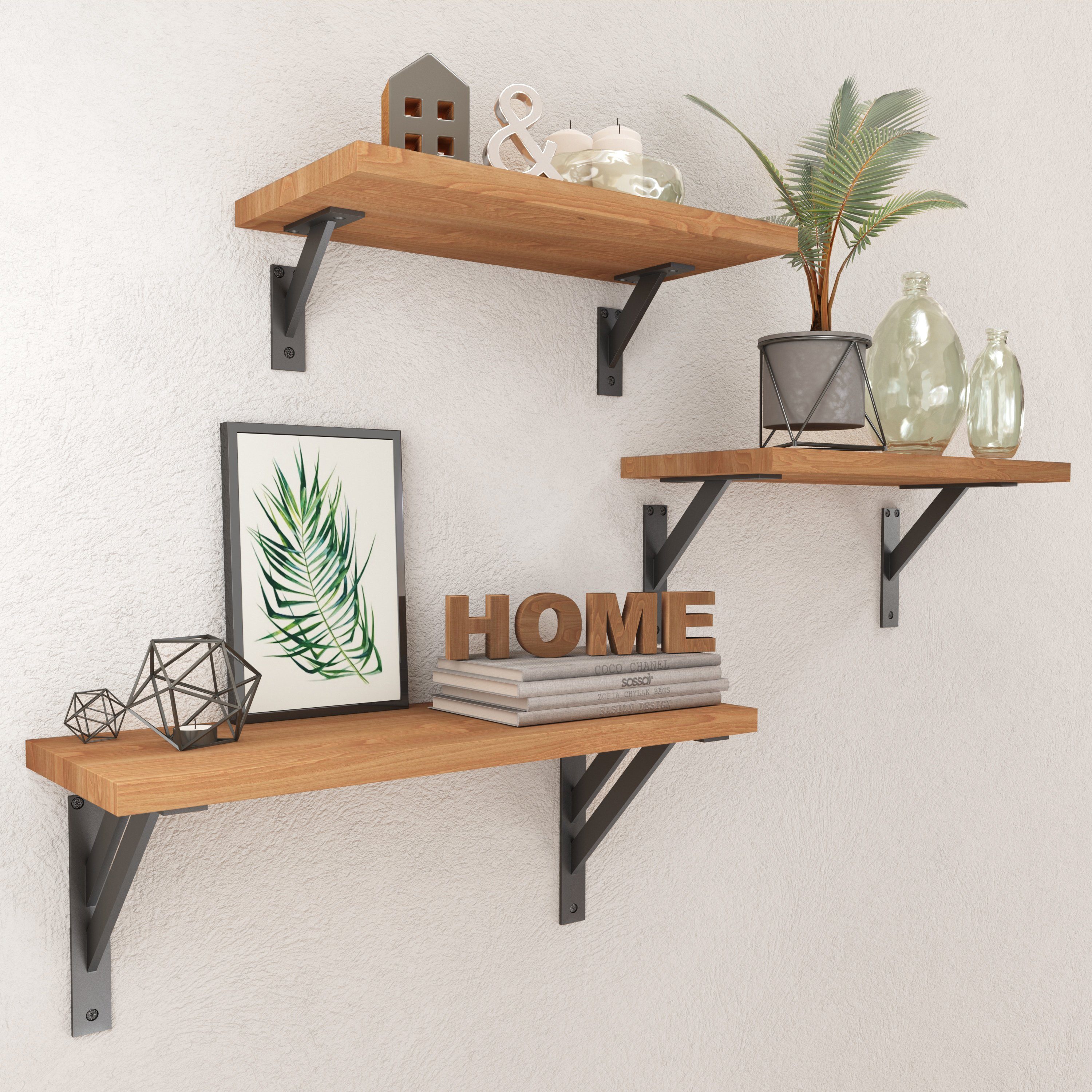 sossai® Wandregalhalter 2er Set FSHR Design Regalträger in Schwarz, 2-tlg. günstig online kaufen