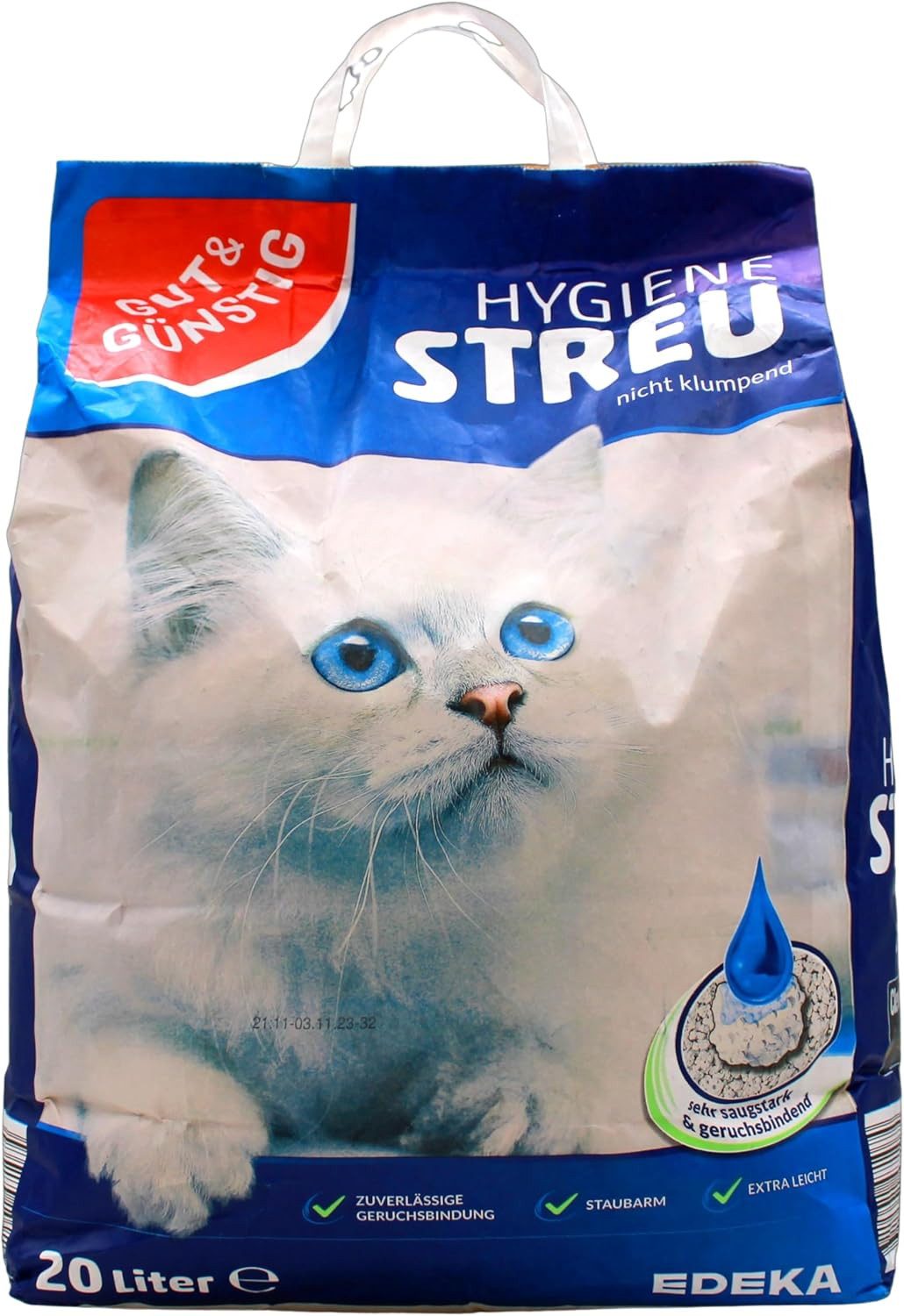 Gut & Günstig Katzenstreu Hygiene Streu Katzenstreu Nicht klumpend, (1 x 20 l) (1-tlg)