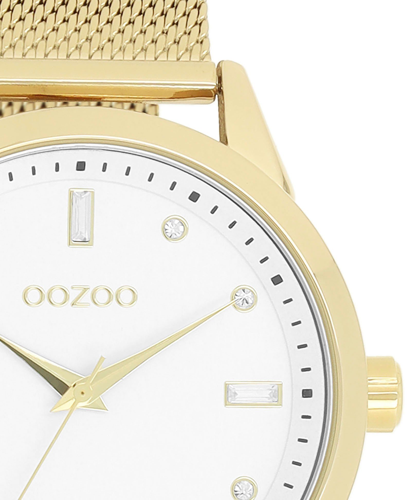 OOZOO Quarzuhr C11282, Gehäuse aus Metall, goldfarben IP-beschichtet, Ø ca.  40 mm