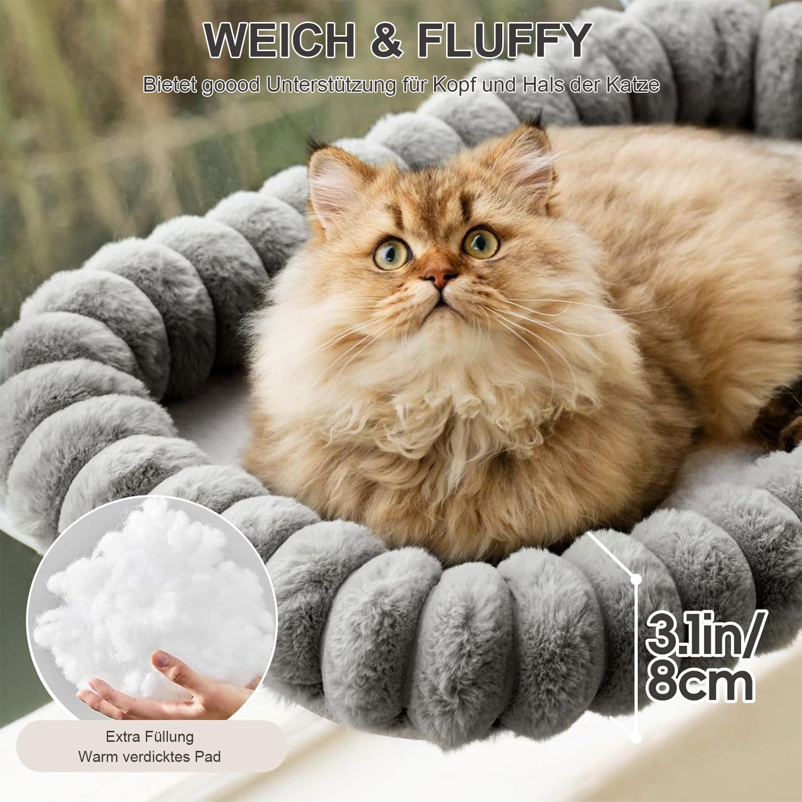 REDOM Katzen-Hängematte Katzenhängematte Katzen Fenster Hängematte, Polyester, mit Saugnäpfen klappbar platzsparend passend für die meisten Fenster