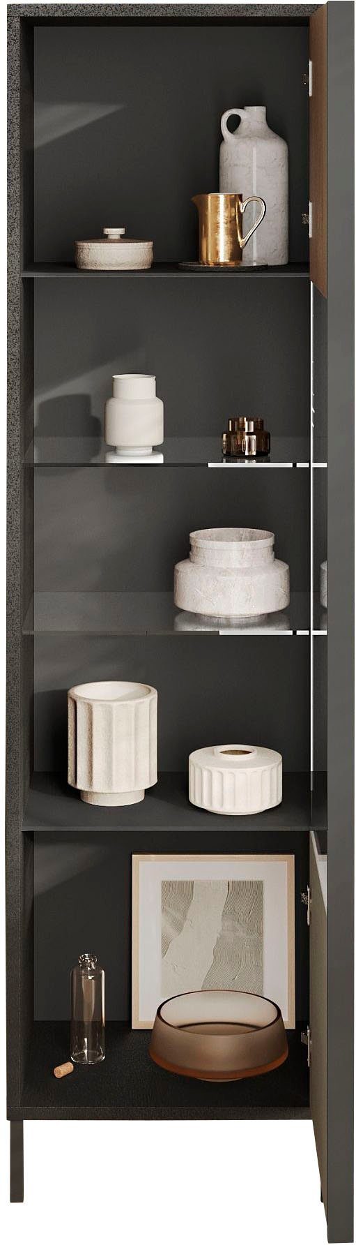 Home affaire Vitrine Everest Höhe 203 cm, Standvitrine mit 1 Tür Hochschrank, Anrichte, Soft/Self Closing, Korpus 22 mm