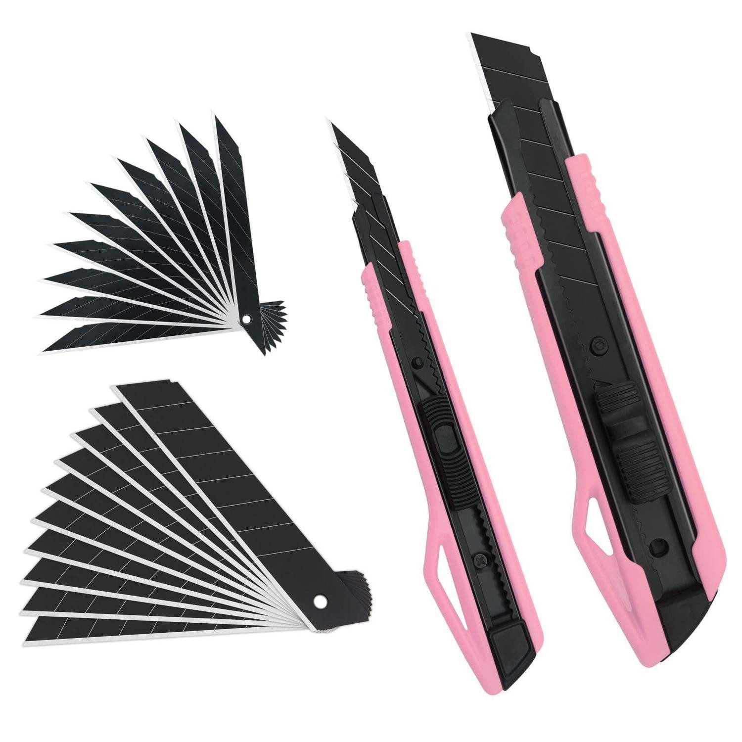 LuxusKollektion Cuttermesser Cuttermesser Set 2-tlg. Rosa 9/18mm mit 20 Klingen