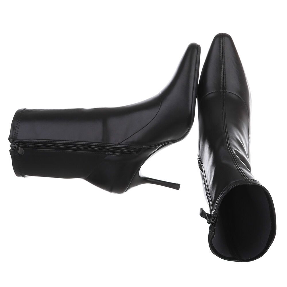 Ital-Design Damen Stiefelette mit Stilettoabsatz und hohem Schaft High-Heel-Stiefelette (92214139) Pfennig-/Stilettoabsatz Stiefeletten in Schwarz