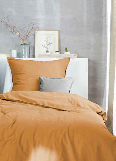 Bettwäsche Bettwäsche Bezug Top Farben Uni Trend, Miovani, Baumwolle, verwaschener Look