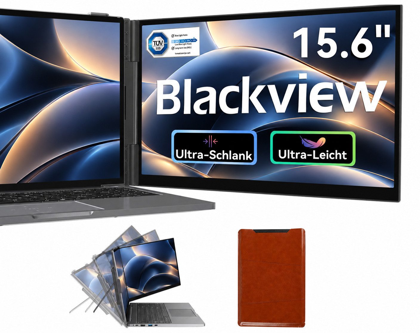 blackview 15.6 Zoll FHD Laptop-Bildschirm-Extender, LCD, IPS, 1920x1200 Portabler Monitor (1920x1200 px, Full HD, IPS, 800g, 180°, 14-17,3 …