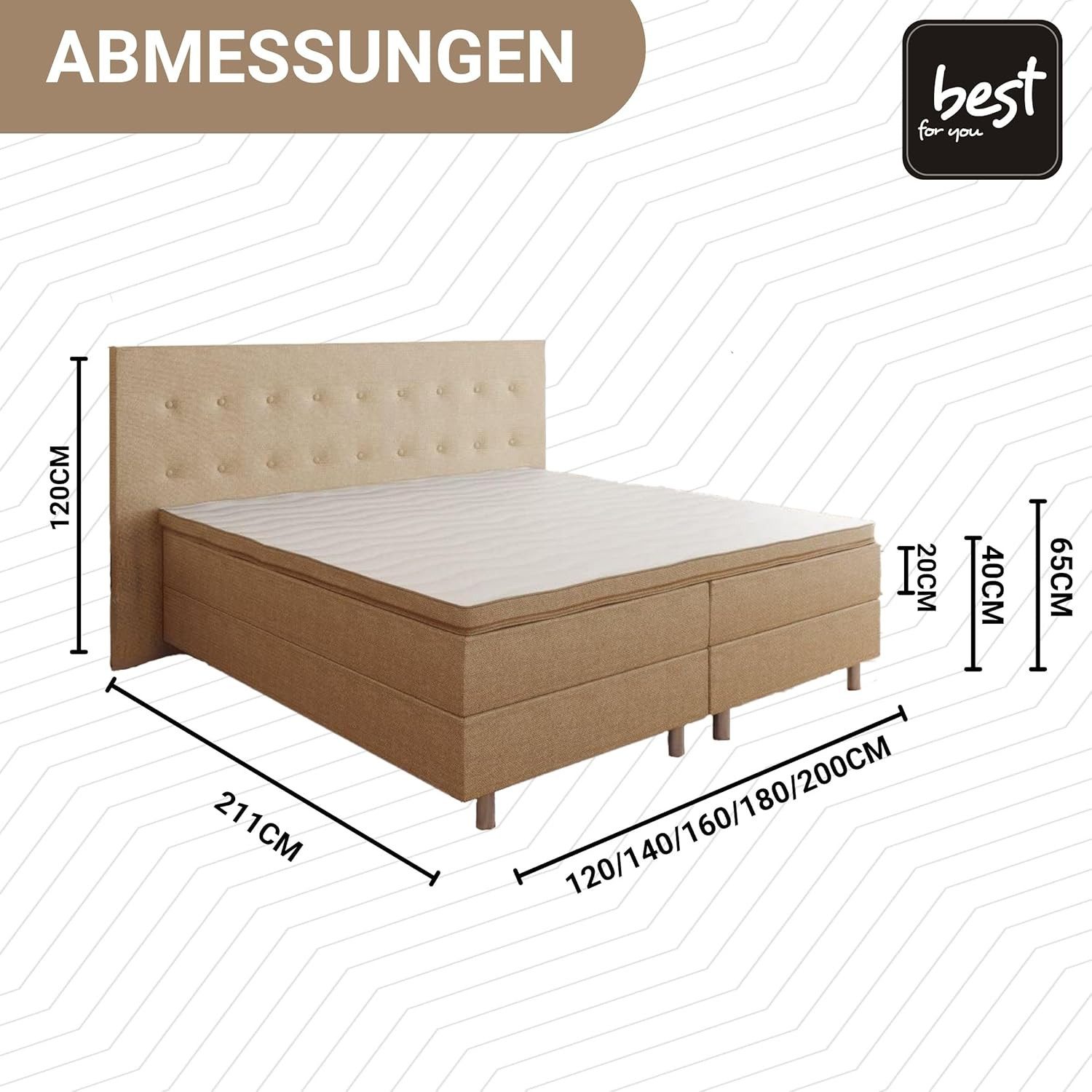 Best for Home Boxspringbett Boxspringbett NEO mit Bonell-Federkern &5 cm To günstig online kaufen