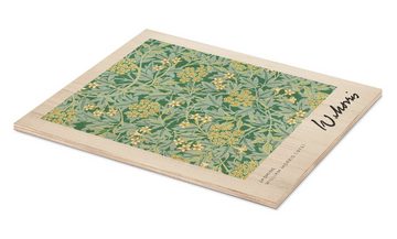Posterlounge Holzbild William Morris, Jasmine, Wohnzimmer Rustikal Grafikdesign