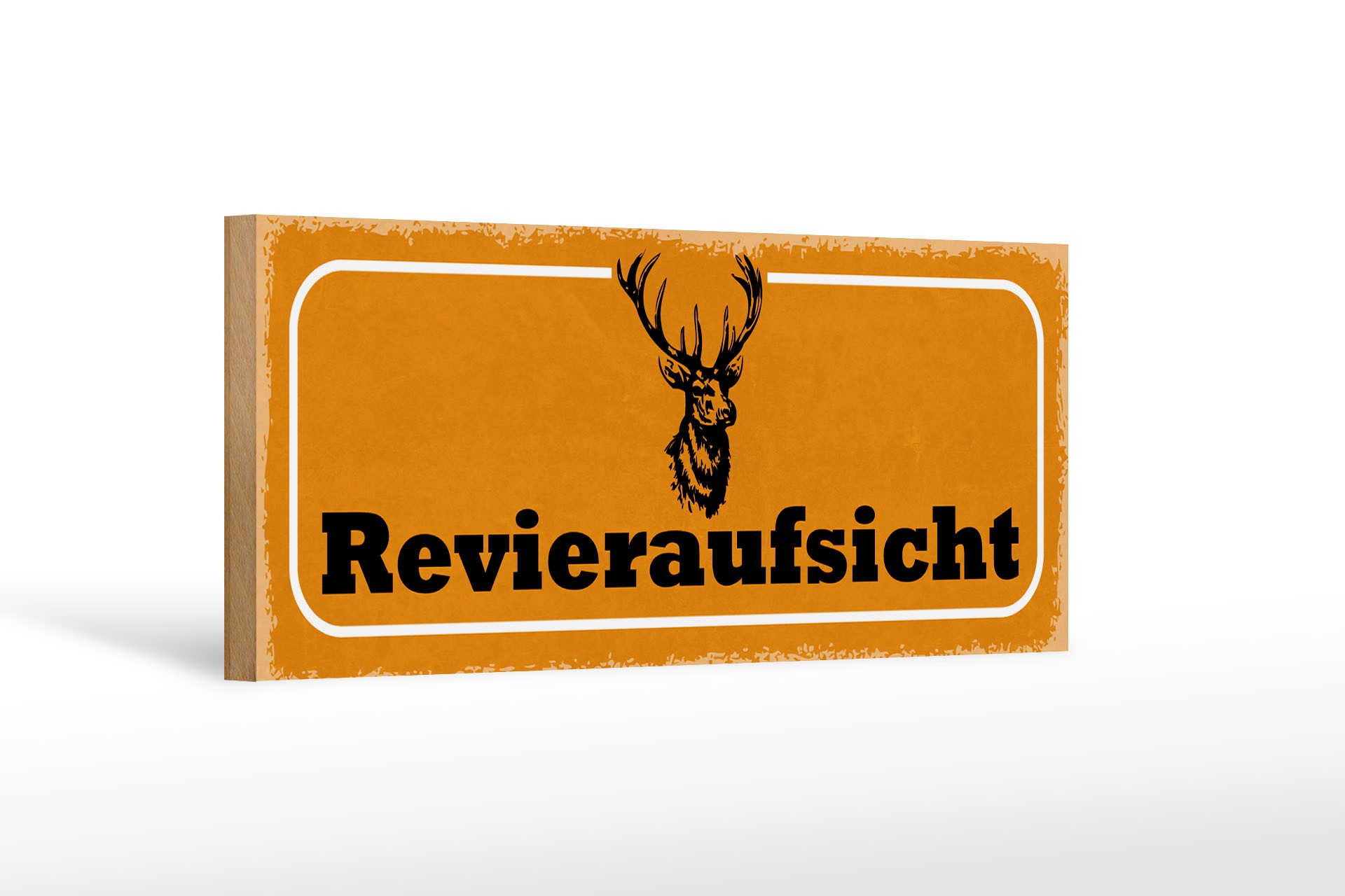 Femer GmbH Holzbild Hinweis 27x10cm Revieraufsicht Jagd, Camping Sport Hobby Freizeit, Sprüche Zitate Lustiges (1 St), Glatte Holzfaserplatte (MDF), vorn beschichtet