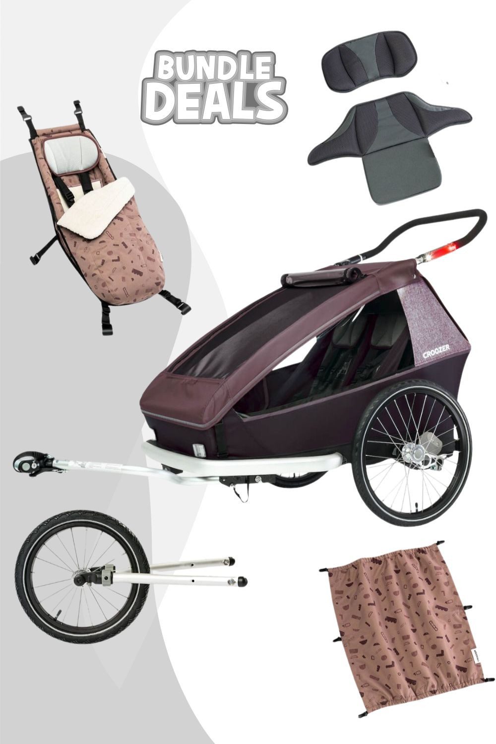 Croozer Fahrradkinderanhänger Kid Vaaya 2 Kid All-Season Bundle Geschwister