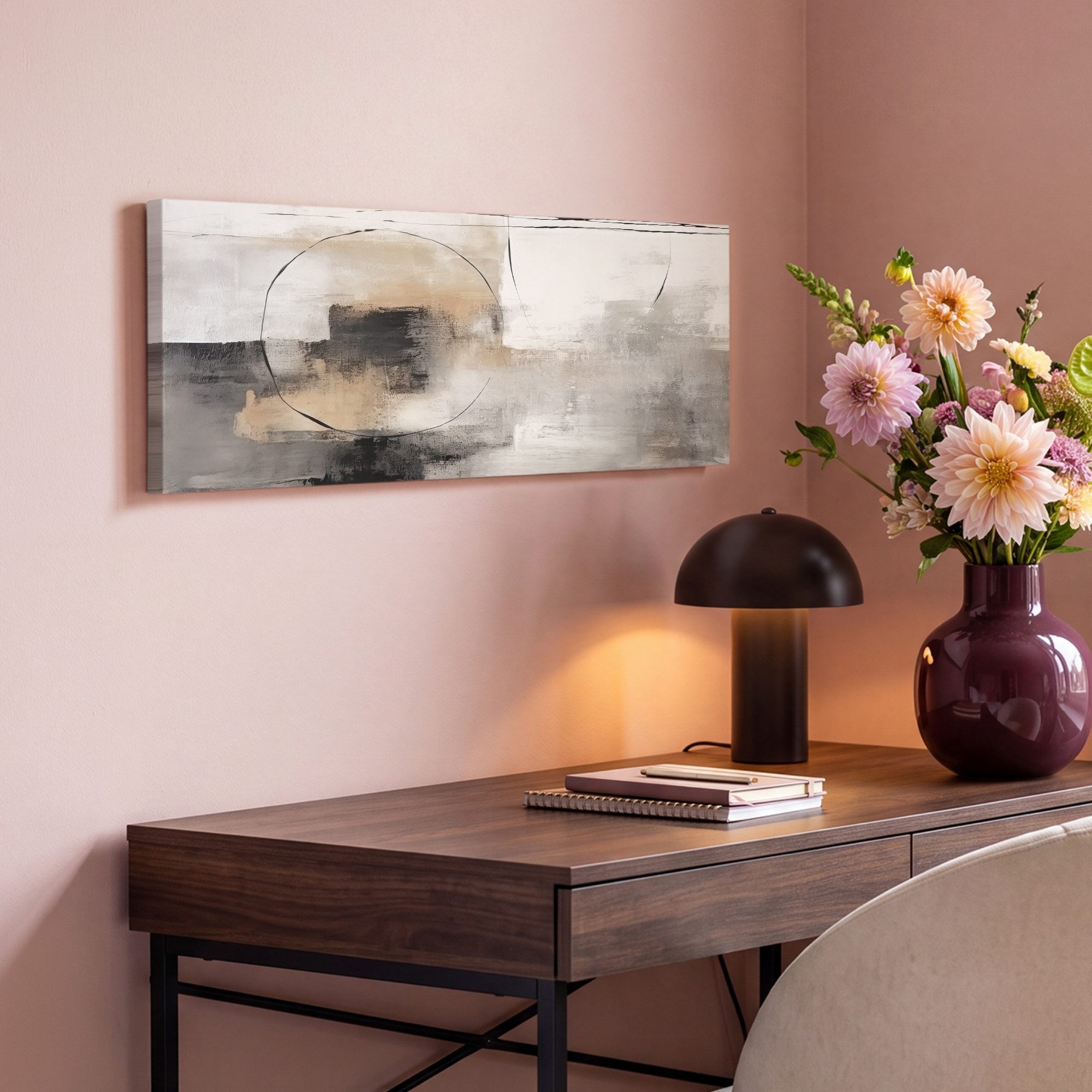 OneMillionCanvasses® Leinwandbild Panorama Kunst - Abstrakt - Grau - Industriell, Fotodruck (1 St), Wandbild, Deko Schlafzimmer Wohnzimmer Flur 60x20 cm – Bild 4 von 5