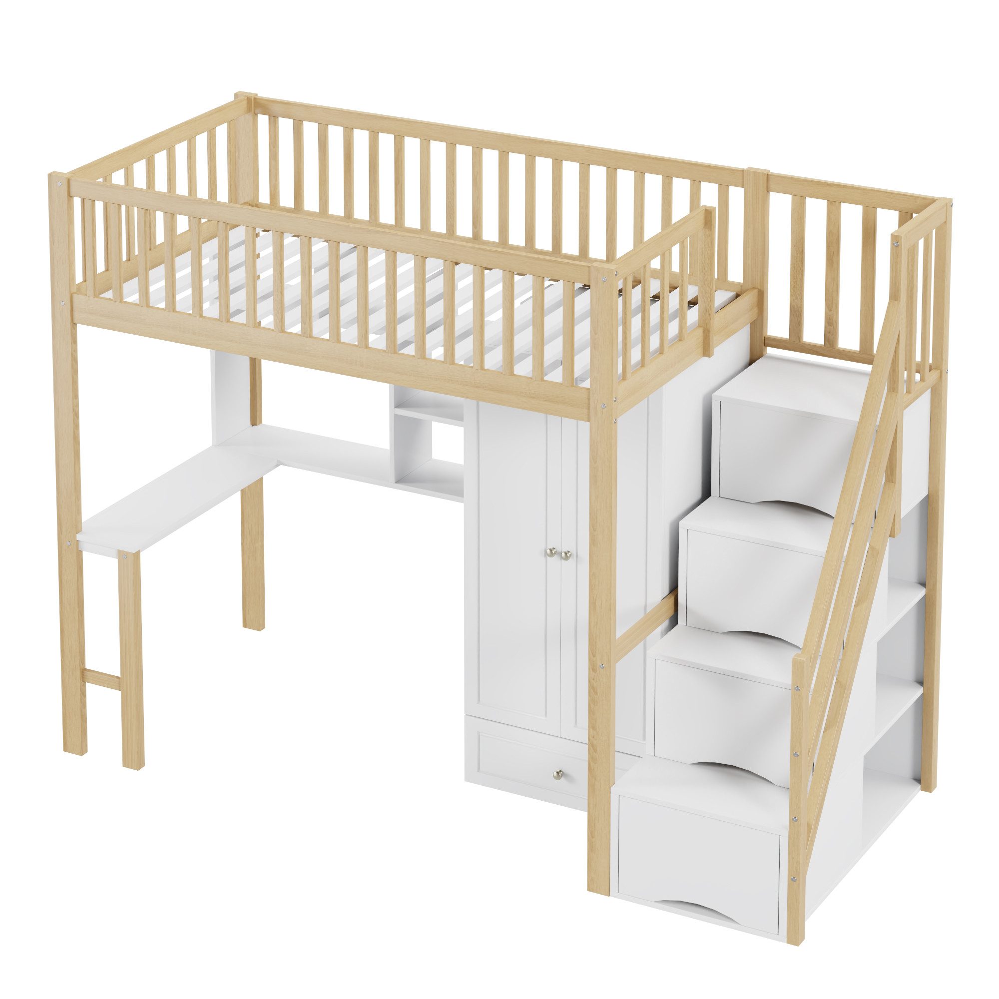 STILVORA Hochbett Jugendbett 90x200 mit Stauraum Kinderbett mit Kleiderschr günstig online kaufen