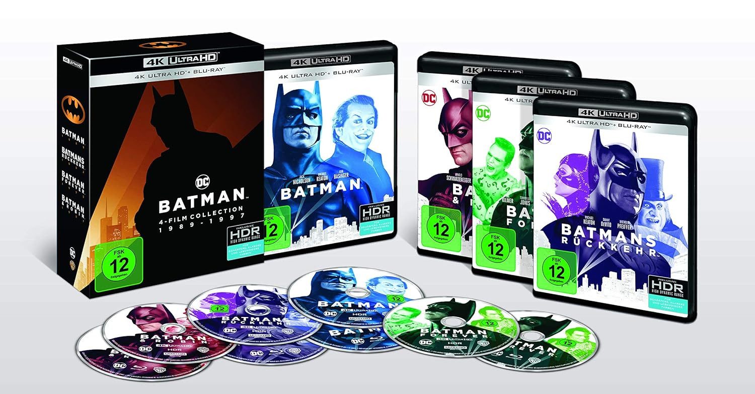 Universal Pictures Blu-ray 4K Ultra HD Batman 1-4 - 4K Collection (4K Ultra-HD + Blu-rays), (8-St., Box-Set)