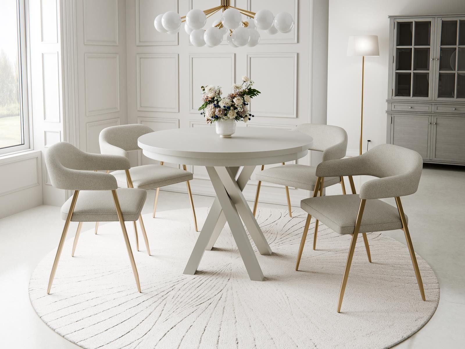 Compleo Esstisch Esszimmer, Modern, Japandi, Industrial - Küchentisch - Runder LOFTO, Esszimmertisch, Kaschmir