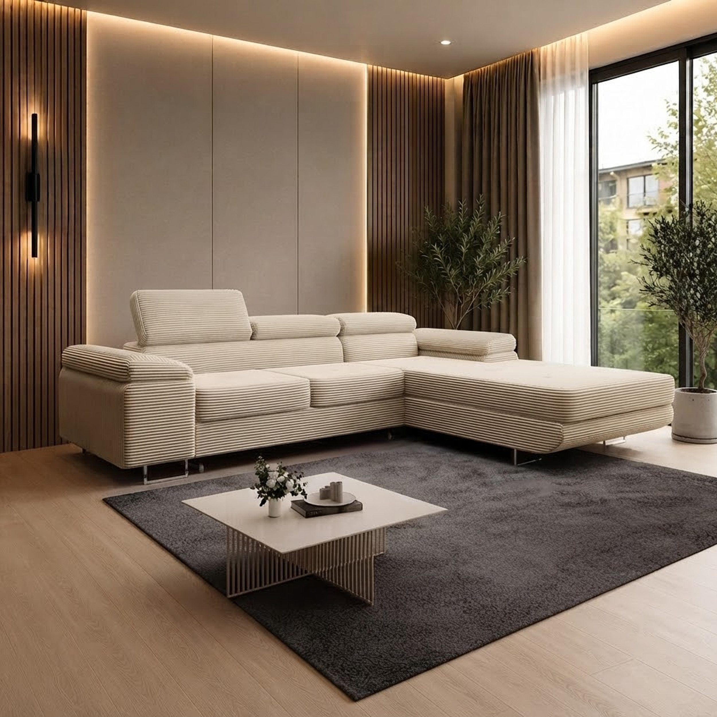 Goldstoff Ecksofa