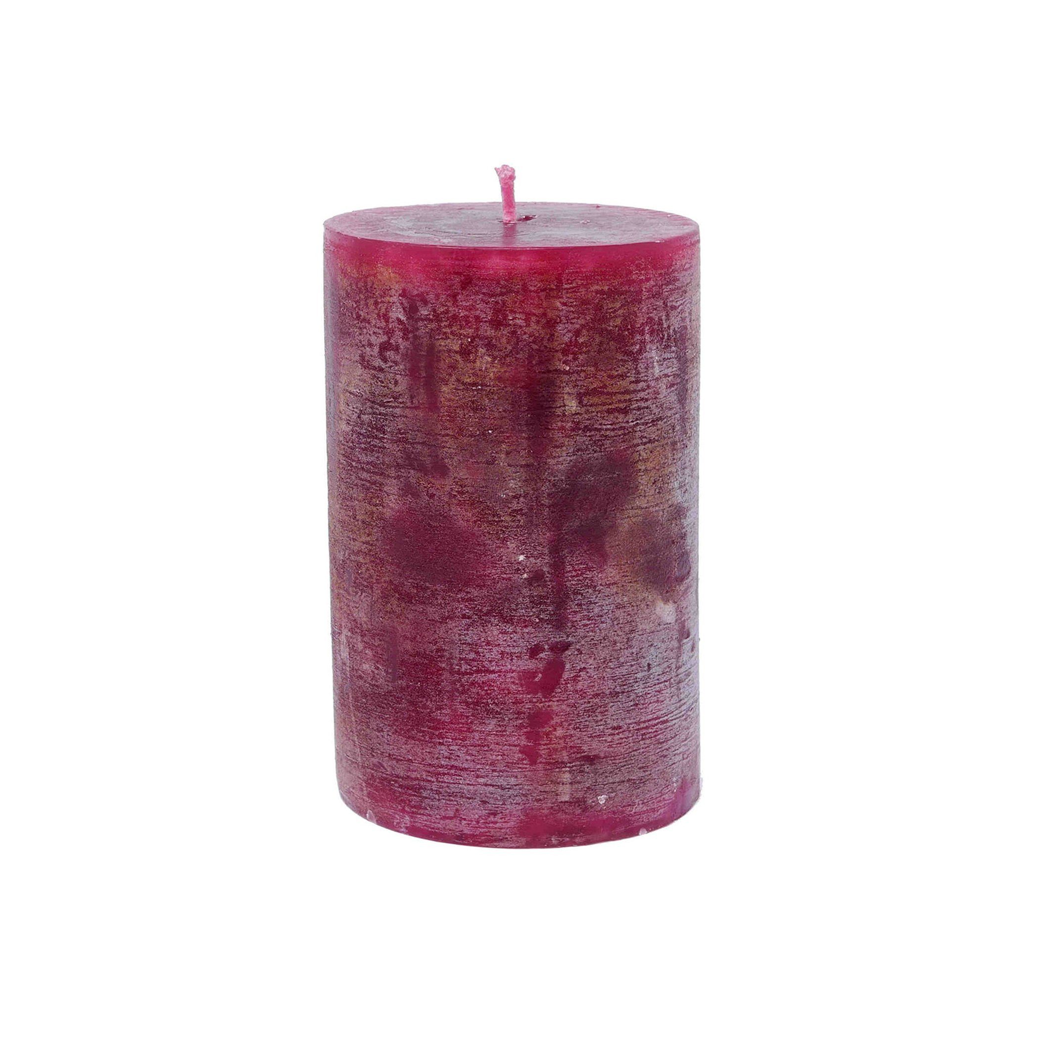 B&S Stumpenkerze Rustikkerze durchgefärbt bordeaux 7,5 x Ø 5 cm günstig online kaufen