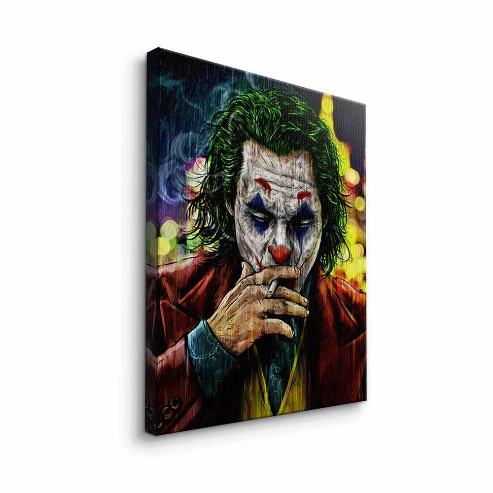 Creative Rahmen Leinwandbild schwarzer DOTCOMCANVAS® The dark joker mit Leinwandbild, premium Rahmen Batman knight