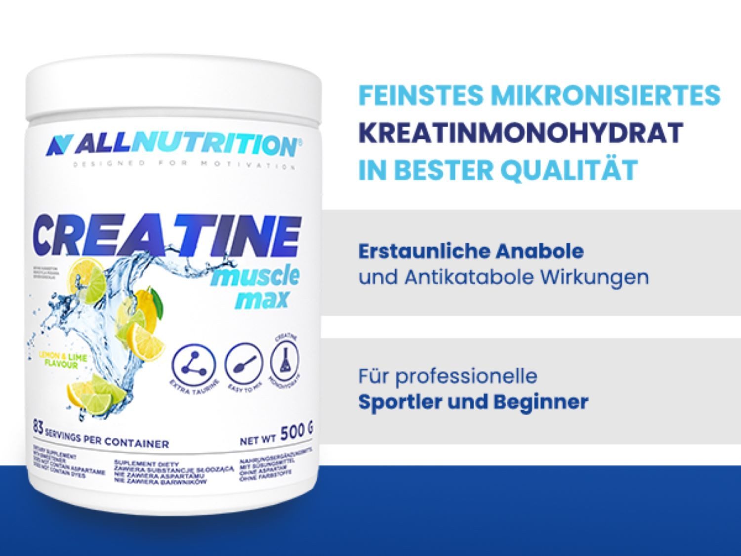 ALL NUTRITION Allnutrition Creatine Monohydrat Muscle Max 500g Pulver Pulver, Mikronisiertes Kreatin-Monohydrat