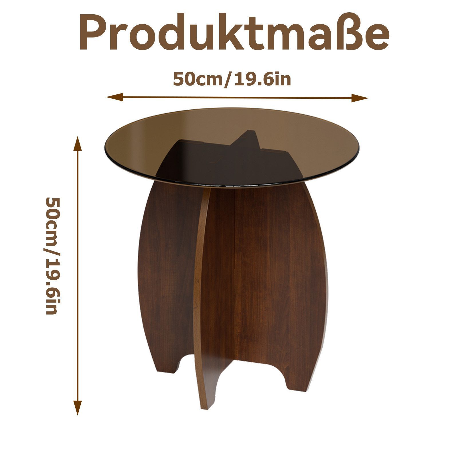 TWSOUL Couchtisch Runder Glas-Couchtisch mit gehärteter Platte, Moderner Be günstig online kaufen