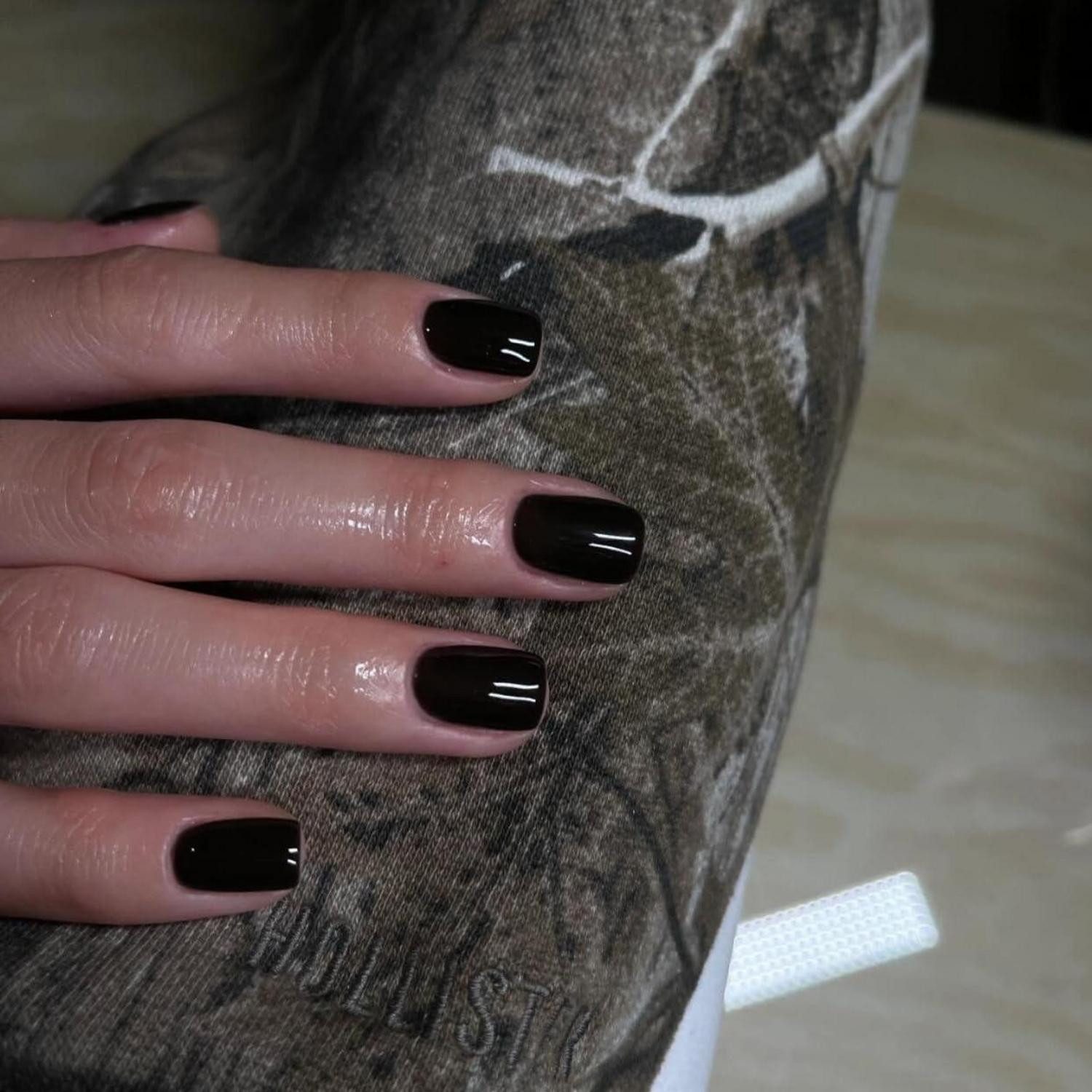 LuxusKollektion Kunstfingernägel Künstliche Nägel kurz eckig Kleber Set 24 Frauen Schwarz