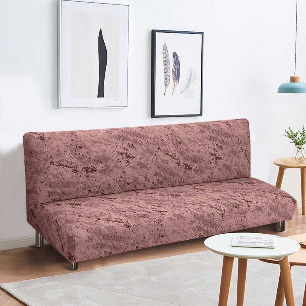 Sofahusse, HOMEIDEAS, Samt-Couchbezug für 3-Sitzer, Sofa-Länge 160–190 cm Rot